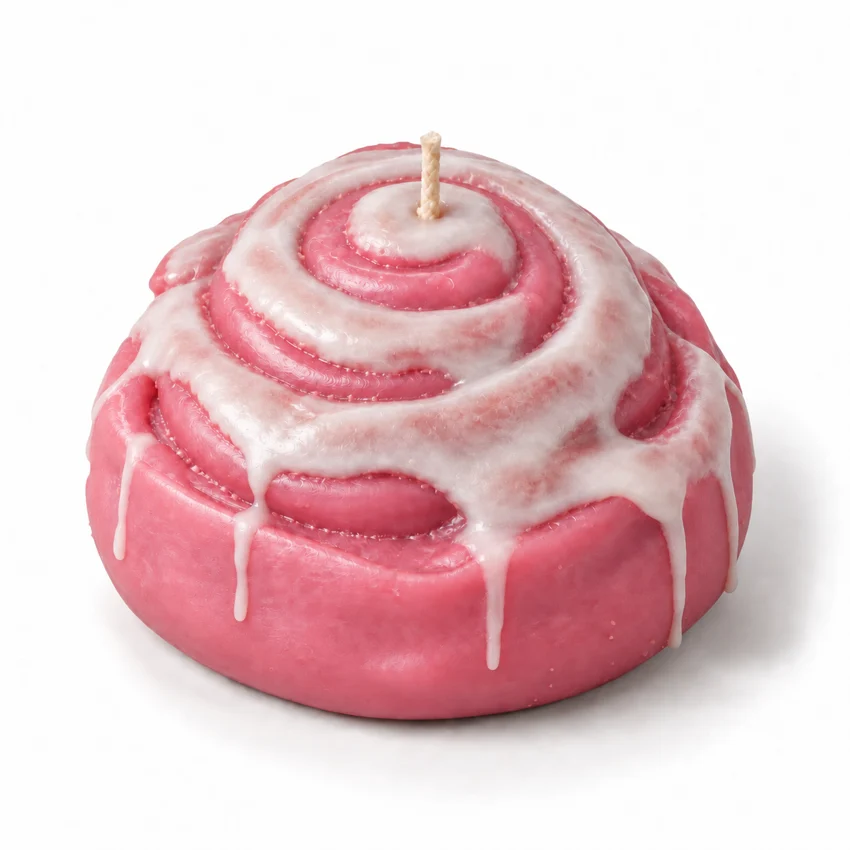 Pink cinnamon bun candle