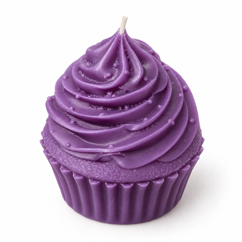 Purple cupcake candle